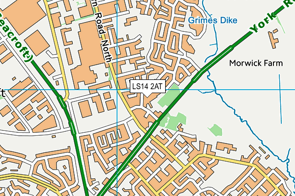 LS14 2AT map - OS VectorMap District (Ordnance Survey)
