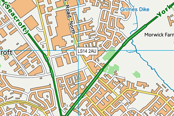 LS14 2AU map - OS VectorMap District (Ordnance Survey)