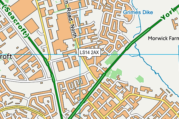 LS14 2AX map - OS VectorMap District (Ordnance Survey)