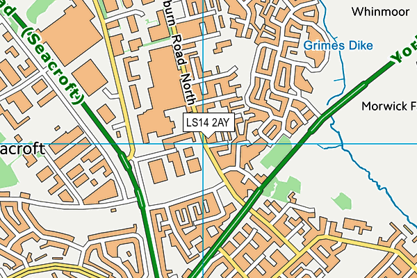 LS14 2AY map - OS VectorMap District (Ordnance Survey)