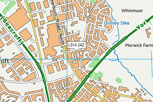 LS14 2AZ map - OS VectorMap District (Ordnance Survey)