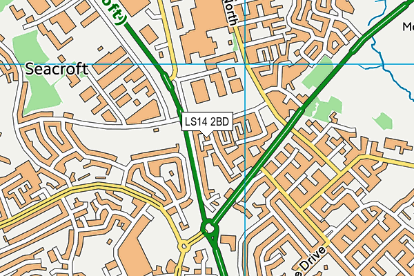 LS14 2BD map - OS VectorMap District (Ordnance Survey)