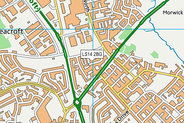 LS14 2BG map - OS VectorMap District (Ordnance Survey)