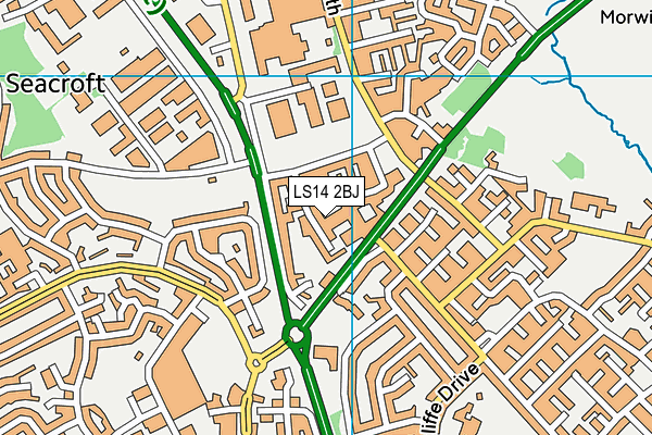 LS14 2BJ map - OS VectorMap District (Ordnance Survey)