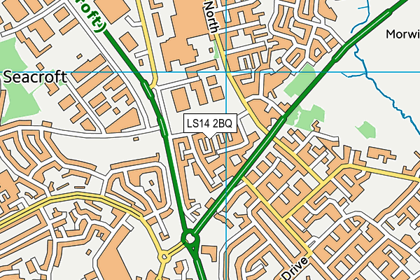 LS14 2BQ map - OS VectorMap District (Ordnance Survey)