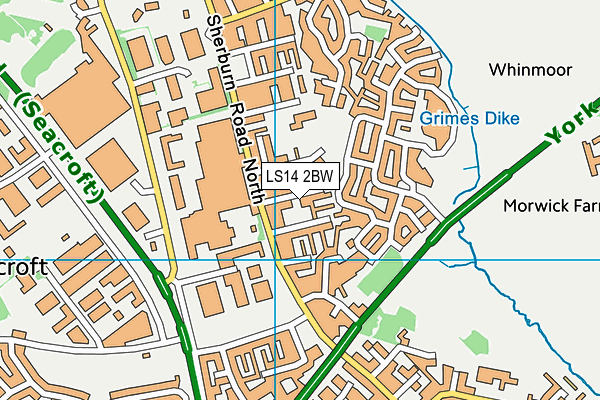 LS14 2BW map - OS VectorMap District (Ordnance Survey)