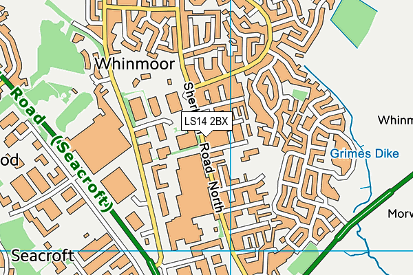 LS14 2BX map - OS VectorMap District (Ordnance Survey)