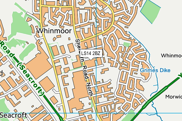 LS14 2BZ map - OS VectorMap District (Ordnance Survey)