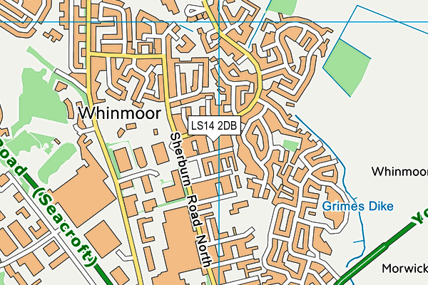 LS14 2DB map - OS VectorMap District (Ordnance Survey)