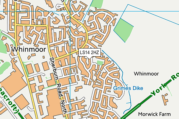 LS14 2HZ map - OS VectorMap District (Ordnance Survey)