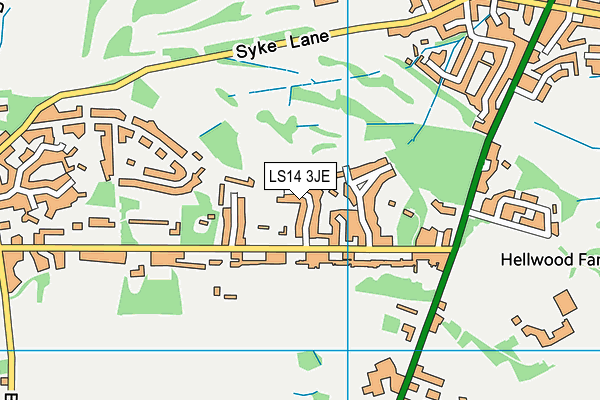 LS14 3JE map - OS VectorMap District (Ordnance Survey)