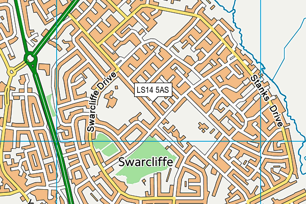 LS14 5AS map - OS VectorMap District (Ordnance Survey)