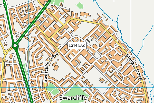 LS14 5AZ map - OS VectorMap District (Ordnance Survey)