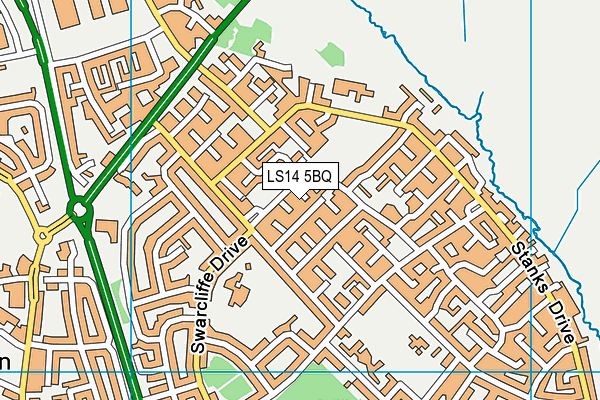 LS14 5BQ map - OS VectorMap District (Ordnance Survey)