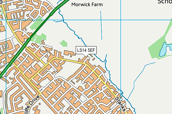 LS14 5EF map - OS VectorMap District (Ordnance Survey)