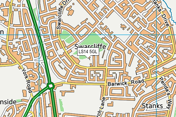 LS14 5GL map - OS VectorMap District (Ordnance Survey)