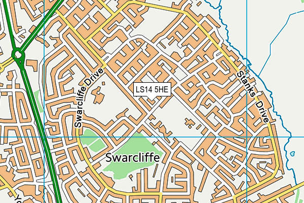 LS14 5HE map - OS VectorMap District (Ordnance Survey)