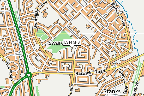 LS14 5HS map - OS VectorMap District (Ordnance Survey)