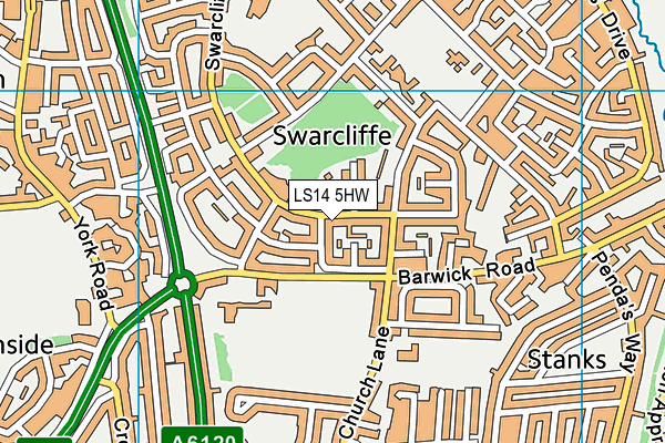 LS14 5HW map - OS VectorMap District (Ordnance Survey)