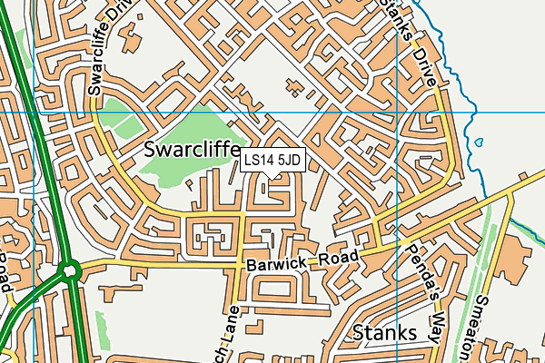 LS14 5JD map - OS VectorMap District (Ordnance Survey)