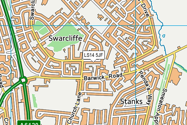 LS14 5JF map - OS VectorMap District (Ordnance Survey)