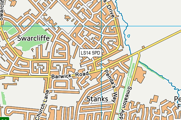 LS14 5PD map - OS VectorMap District (Ordnance Survey)