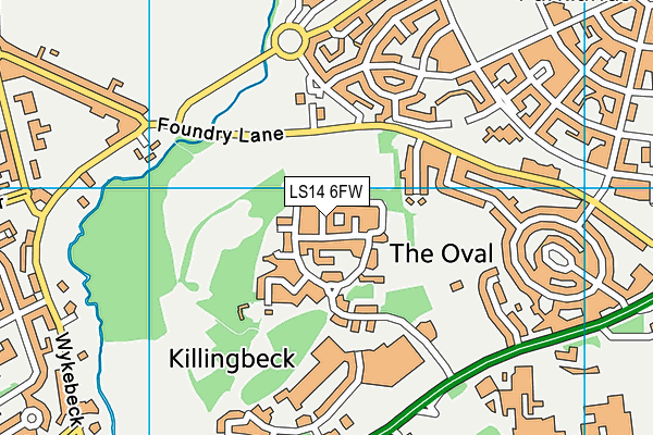 LS14 6FW map - OS VectorMap District (Ordnance Survey)