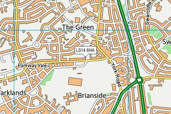 York Road Playing Field (Leeds) map (LS14 6HA) - OS VectorMap District (Ordnance Survey)