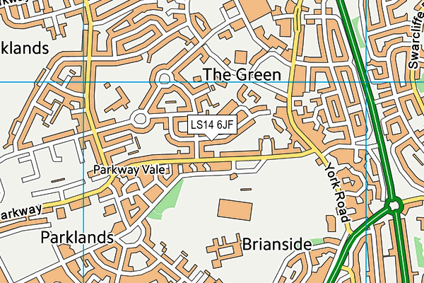 LS14 6JF map - OS VectorMap District (Ordnance Survey)