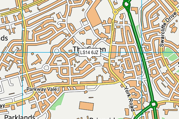 LS14 6JZ map - OS VectorMap District (Ordnance Survey)