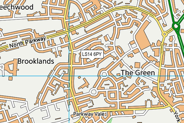 LS14 6PY map - OS VectorMap District (Ordnance Survey)