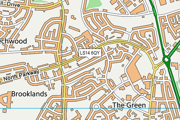 LS14 6QY map - OS VectorMap District (Ordnance Survey)