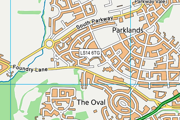 LS14 6TG map - OS VectorMap District (Ordnance Survey)