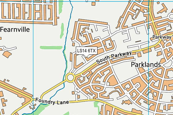 LS14 6TX map - OS VectorMap District (Ordnance Survey)