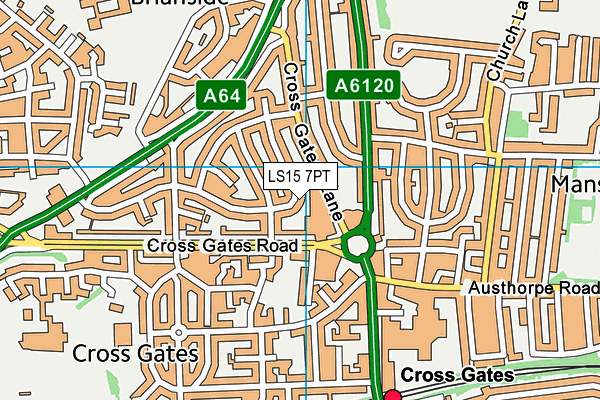 LS15 7PT map - OS VectorMap District (Ordnance Survey)