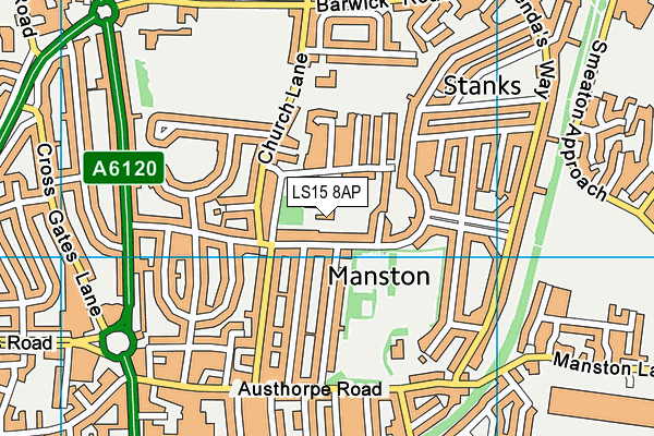LS15 8AP map - OS VectorMap District (Ordnance Survey)