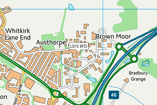 LS15 8FD map - OS VectorMap District (Ordnance Survey)