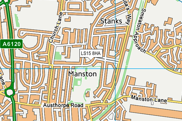 Manston Park map (LS15 8HA) - OS VectorMap District (Ordnance Survey)