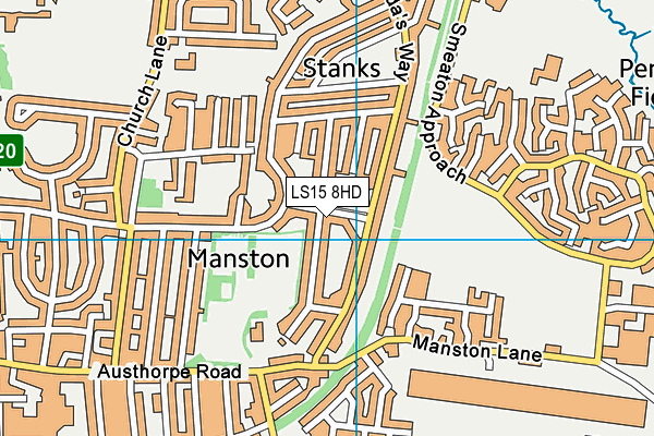 LS15 8HD map - OS VectorMap District (Ordnance Survey)