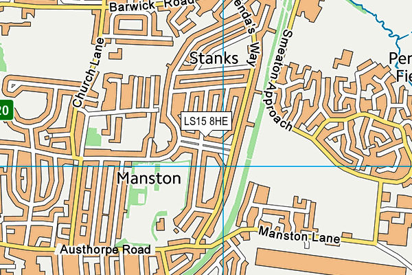LS15 8HE map - OS VectorMap District (Ordnance Survey)