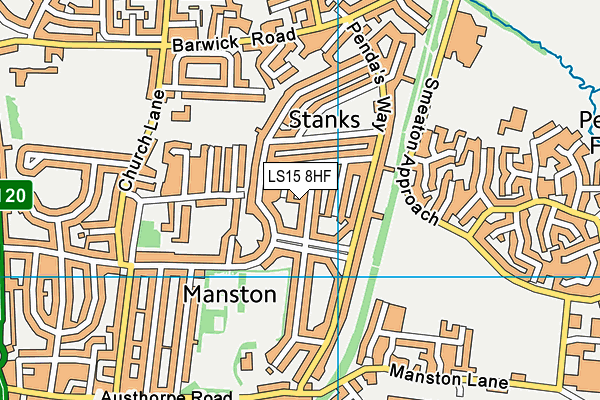 LS15 8HF map - OS VectorMap District (Ordnance Survey)