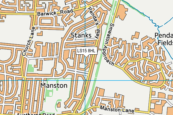LS15 8HL map - OS VectorMap District (Ordnance Survey)