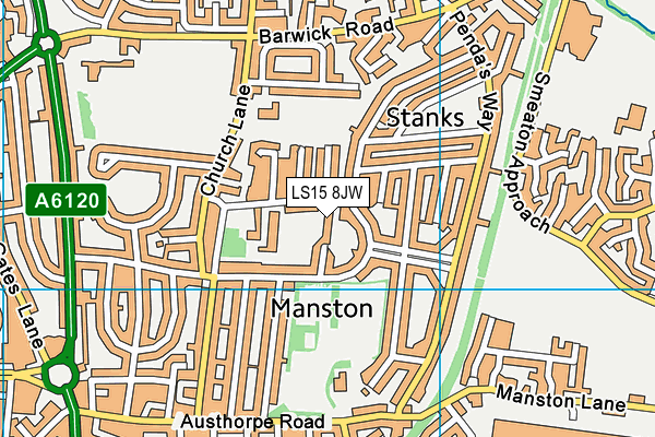 LS15 8JW map - OS VectorMap District (Ordnance Survey)