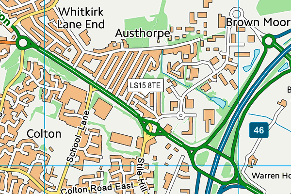 LS15 8TE map - OS VectorMap District (Ordnance Survey)