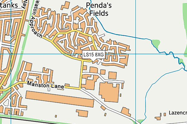 LS15 8XG map - OS VectorMap District (Ordnance Survey)
