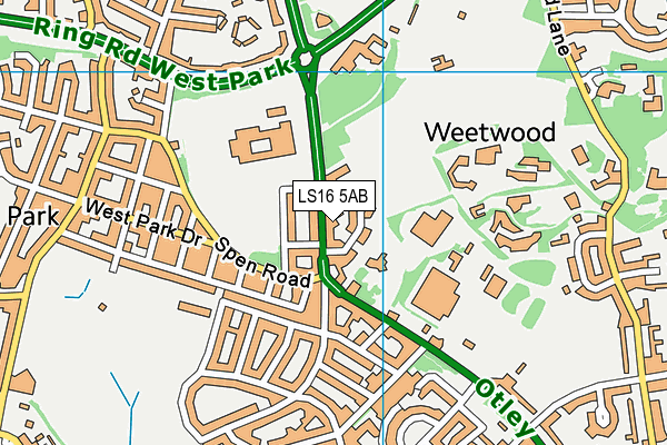 LS16 5AB map - OS VectorMap District (Ordnance Survey)