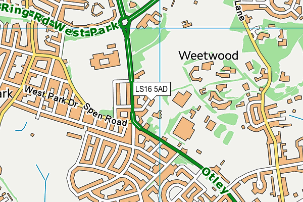 LS16 5AD map - OS VectorMap District (Ordnance Survey)