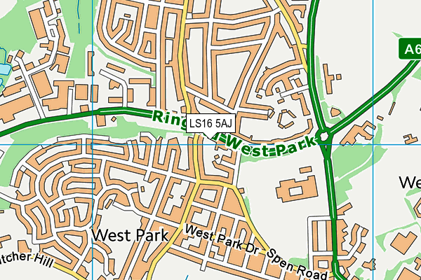 LS16 5AJ map - OS VectorMap District (Ordnance Survey)