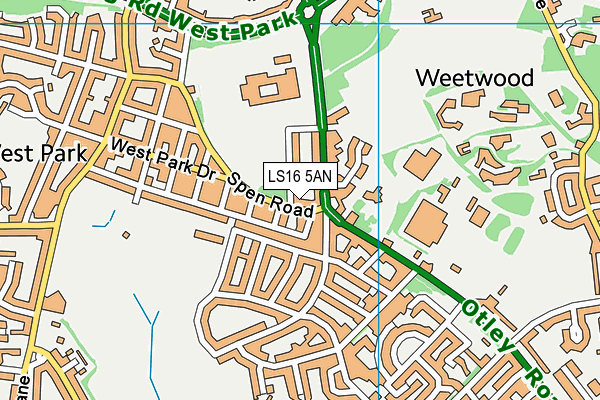 LS16 5AN map - OS VectorMap District (Ordnance Survey)