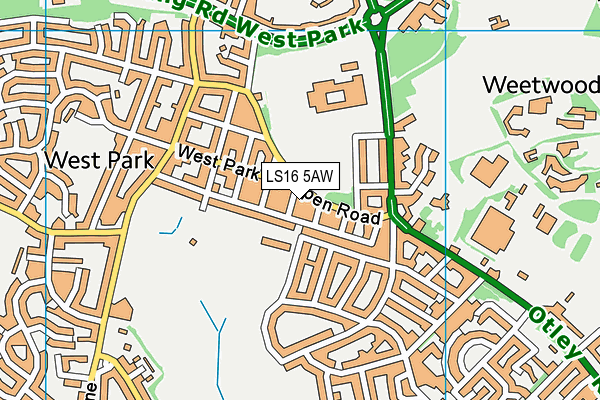 LS16 5AW map - OS VectorMap District (Ordnance Survey)